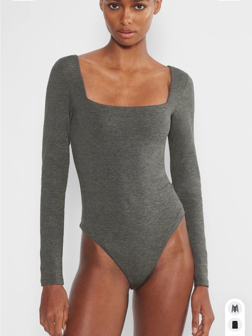 Aritzia Olive Square Neck Long-Sleeve Bodysuit
